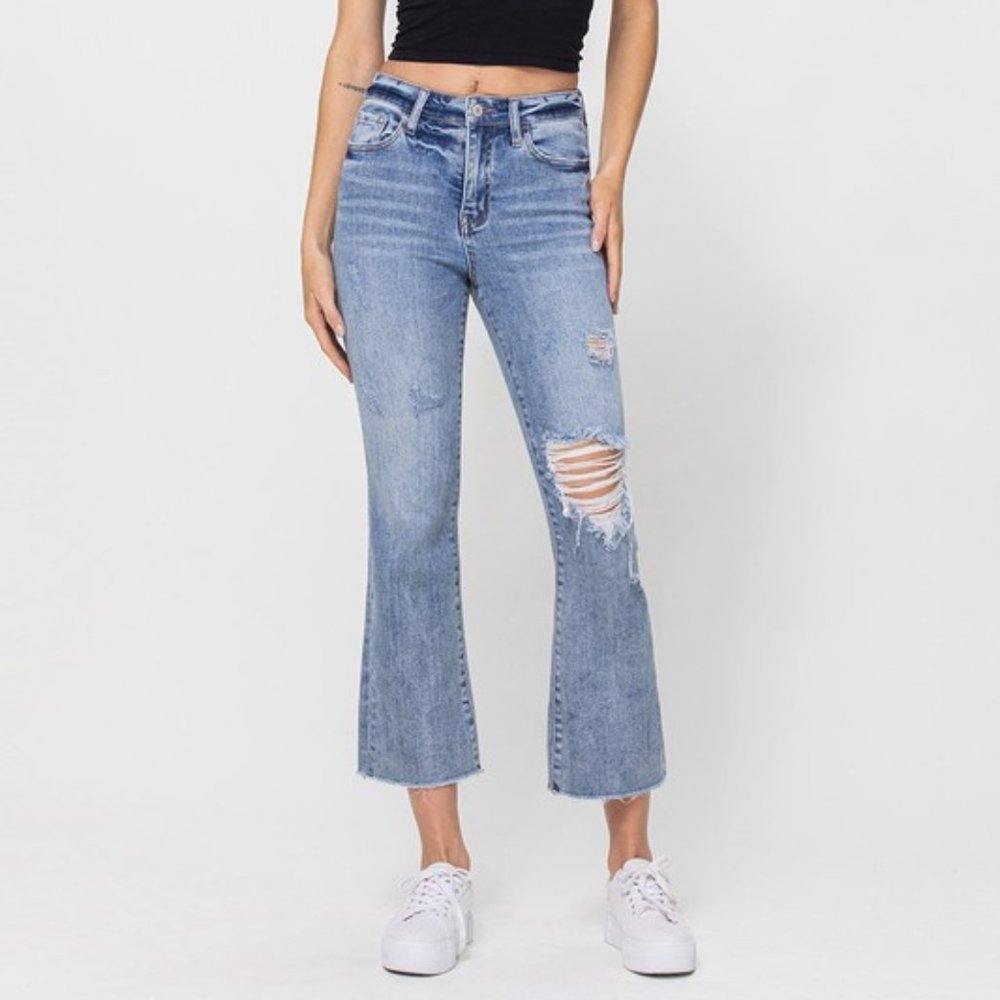 *NEW* Vervet by Flying Monkey High-Rise Acid Wash Kick Flare Jeans